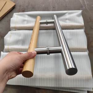 Mini poignées en bronze Premium <span class=keywords><strong>Poignée</strong></span> de porte de sauna Premium-Chrome et bois - Product Image 4