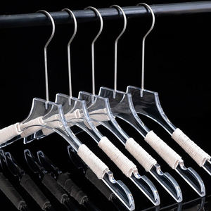 Cintres personnalisés transparents en acrylique pour vêtements, antidérapants, avec <span class=keywords><strong>corde</strong></span> en coton - Product Image 1