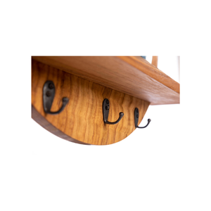 Kangto Best Quality Single Tier Wood Wall Mirror Rack Elegant Artistic Home Decor with Key Holder and <b>Shelves</b> - Product Image 2