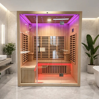 Cabine de sauna intérieure en hemlock pour 3-4 personnes, expérience de sauna sec authentique avec poêle de sauna Harvia pour l'intérieur de la villa