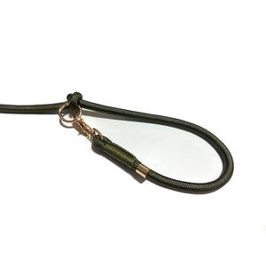 Dayanıklı çift klip İşlevli ayarlanabilir bel eller serbest el yapımı naylon halat altın köpek tasma - Product Image 3