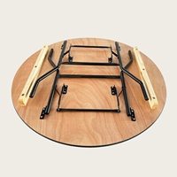 Table à manger en bois 48 pouces pliable et empilable pour jardin, banquet, extérieur, avec structure en fer, imperméable, légère, design contemporain