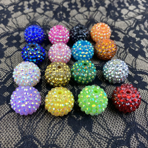 DIY warna Solid 20mm berlian imitasi Chunky Resin Bubblegum akrilik manik Spacer untuk pena perhiasan membuat bulat pemasok manik-manik - Product Image 2