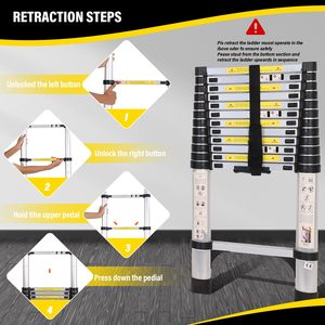 Échelle télescopique en aluminium extensible de 150 pouces avec stabilisateur triangulaire pour travaux ménagers et travaux extérieurs - Product Image 4