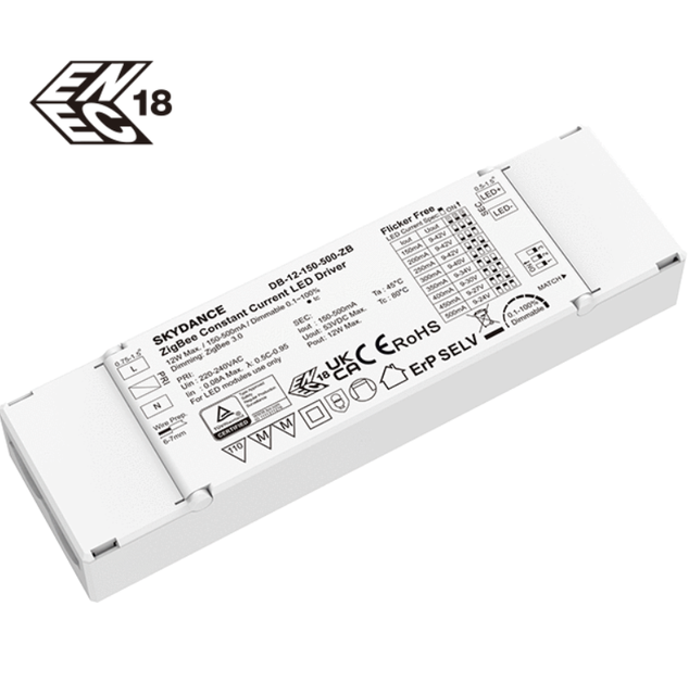 SKYDANCE 9-42VDC 1CH 150-500mA 12W Zigbee Constant Current LED Driver LED Power Supply for Downlights DB-12-150-500-ZB