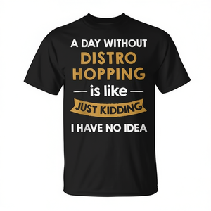 T-shirt Distro Hopping noir unisexe, taille adulte S M L XL XXL, cadeau humoristique et amusant - Product Image 2