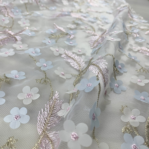 Thời Trang Mùa Xuân Hoa Thêu Polyester Spandex <span class=keywords><strong>3d</strong></span> Lưới Vải Tulle Vải Lưới - Product Image 2