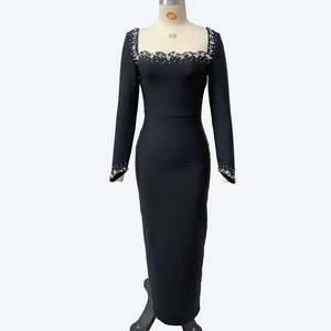 Ls2745 Kimshein Hoge Kwaliteit Kristal Lange Mouw Lange Galajurk Dame Elegant Verband Avondfeest Jurken - Product Image 3