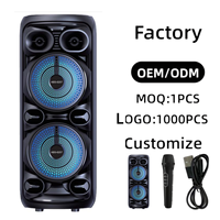 Enceinte sans fil ABS-8207 à double woofer, basses puissantes, RGB, pour fêtes, DJ, extérieur, logo personnalisé en usine, livraison en 7 jours, nom BT personnalisé