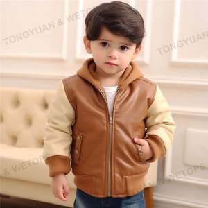 0-8Y Thick Fleece Lined Kids <strong>Jacket</strong> <strong>Leather</strong> Sleeves Toddler Boys Girls Warmthy Autumn Winter Kids <strong>Jacket</strong> - Product Image 4