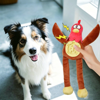 Jouets pour chiens en peluche interactifs et couineurs, en forme de poulet, à texture mixte, pour l'alimentation lente et le soulagement de l'ennui, vente en gros