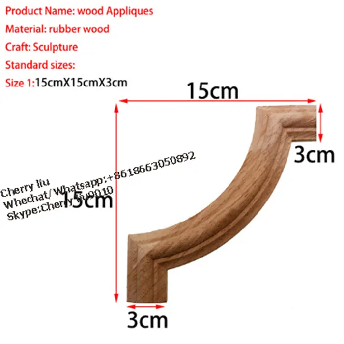 เฟอร์นิเจอร์ตู้ไม่ทาสีตกแต่งดอกไม้ไม้แกะสลักมุม Onlay Applique