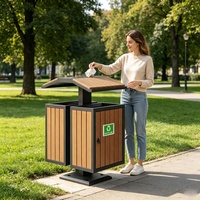 Poubelle de recyclage en métal à double compartiment 74L, design moderne et luxueux, écologique, pour usage intérieur/extérieur, hôtels, parcs, commerce