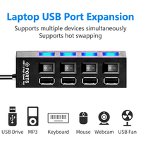 Station d'accueil USB avec interrupteur indépendant et indicateur LED pour ordinateur portable, clavier et souris