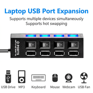 USB <b>Dock</b> with Independent <b>Switch</b> LED Indicator for Laptop PC Keyboard Mouse - Product Image 4