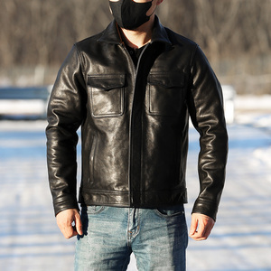 Nuovo autunno inverno <span class=keywords><strong>giacca</strong></span> <span class=keywords><strong>di</strong></span> alta qualità in <span class=keywords><strong>pelle</strong></span> <span class=keywords><strong>di</strong></span> vacchetta nera Casual sottile abito da uomo in vera <span class=keywords><strong>pelle</strong></span> <span class=keywords><strong>di</strong></span> mucca - Product Image 1