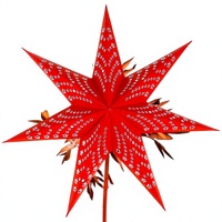 Étoile en papier suspendue rouge élégante et festive - 28 pouces - Étoile décorative du Nouvel An et de Noël - 7 branches