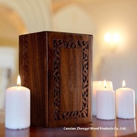 Urna conmemorativa tallada en madera maciza de primera calidad Diseño de caja funeraria de estilo moderno elegante para ataúd y urna de mascotas