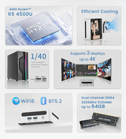 Mini PC AMD Ryzen 5 4500U, 6 Núcleos, 6 Subprocesos, Computadora de Escritorio con Windows, WiFi 6, Triple Pantalla, DDR4, SSD