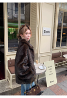Manteau en fausse fourrure de vison à col montant pour femme, style rétro, fourrure intégrée, luxe léger, chaud et duveteux, nouveau style