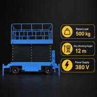 Plateforme élévatrice mobile à ciseaux de 500 kg de capacité, élévation de 12 m, pour entrepôt, vente en gros, directement de l'usine, certifiée CE