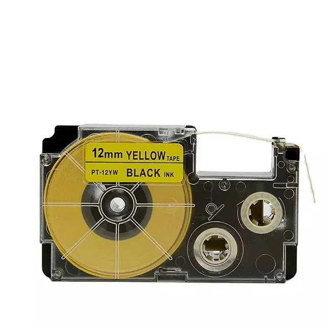 PT-12YW uyumlu casi etiket bant XR-12YW 12mm kaset şerit bant kartuşu için Casi KL-780 etiket yazıcı