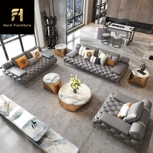 Juego de sofás de cuero con mechones italianos de lujo de Diseño de Moda de gama alta, muebles, sofás seccionales para sala de estar - Product Image 2