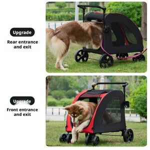 Cochecito Multifuncional de Tela para Mascotas con 4 Ruedas, para Perros y Gatos Medianos y Grandes, Plegable y Portátil para Viajes y Paseos al Aire Libre - Product Image 3
