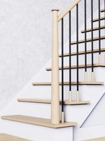 CBMmart Escalier d'intérieur au design moderne du milieu du siècle avec garde-corps en fer