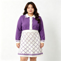OEM ODM Personnalisé, robe en tricot pour femmes, tissu tricoté de haute qualité, col polo, jacquard et maille