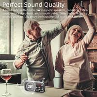 Radio AM/FM Mini sans fil avec double haut-parleur, basses puissantes, lampe torche LED, carte TF, USB, AUX, batterie rechargeable 1001-1500mAh 5-10W