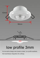 ACP-1008ZB Tuya Zigbee 12-24VDC Capteur de mouvement PIR 8m de portée Détection de micro-mouvements à 360° Capteur encastré à profil bas