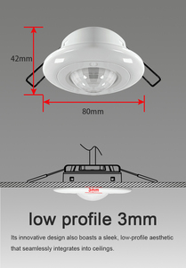 ACP-1008ZB Tuya <strong>Zigbee</strong> 12-24VDC PIR Motion &amp; Position Sensor 8m <strong>Range</strong> 360&deg; Micro-Movement Detection Low Profile Occupancy Sensor - Product Image 3