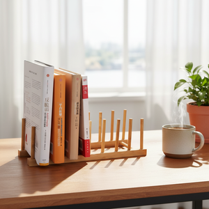 Escurridor de Platos Vertical de Bambú, Organizador de Cocina, Soporte para Archivos y Revistas de Escritorio, para Encimeras del Hogar y Oficina - Product Image 1
