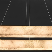 Luminaire suspendu linéaire LED en albâtre espagnol naturel, en laiton, rectangulaire, pour salle à manger, hall d'hôtel, lampe décorative haut de gamme