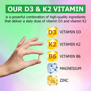 Healthcare Supplement Vitamin D3 &amp; K2 Capsules with Magnesium and Vitamin B6 Support Overall Vitality Improve Immune System - Product Image 3