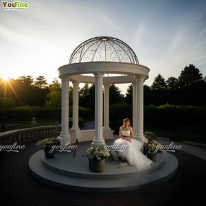 Patio Villa Paisajismo Proyecto Piedra Cúpula Superior Mármol Blanco Gazebo - Product Image 3