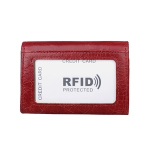 Wholesale Genuine Leather Customized Leather ID Credit <b>Card</b> Holder Wallet - Product Image 4