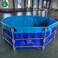 Réservoir d'aquaculture pour la pisciculture et l'élevage de crevettes, 8000 litres, diamètre 3 m x hauteur 1,15 m, revêtement écologique en PVC/tôle galvanisée, garantie 1 an