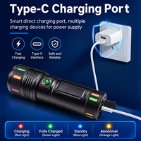 Lampe torche LED laser blanche rechargeable par USB en alliage d'aluminium, étanche, avec tête réglable pour le camping
