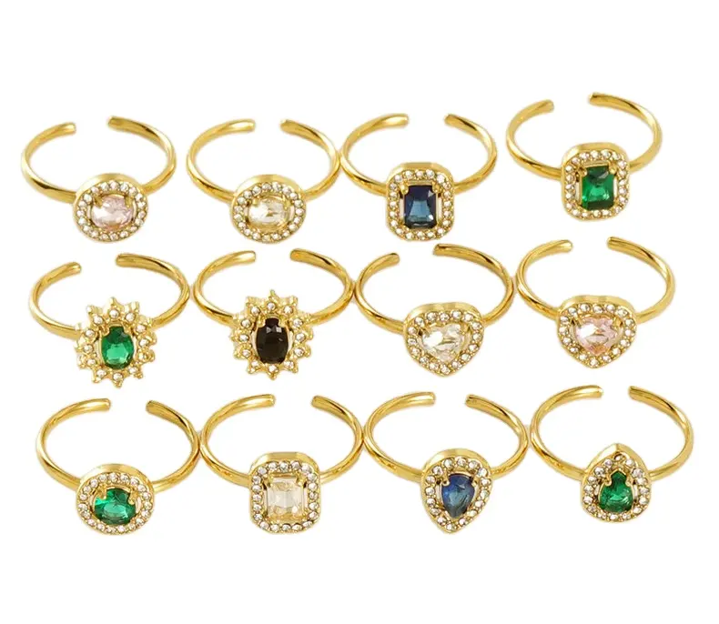 Steel Plated 18K Gold Irregular Opening Moissanite Wedding Rings Fine Jewelry Women Basic Fashion Jewelry Rings For Men