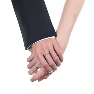 Anillos de Pareja Shui Shui <span class=keywords><strong>Bing</strong></span>, Plata de Ley S925, Diseño Martillado, para Mujer y Hombre, Ligeros, de Lujo, con Sensación de Alta Gama - Product Image 5