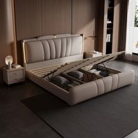 Cadre de lit rembourré souple de luxe moderne et haut de gamme Lit en cuir véritable Double King Queen Size à vendre
