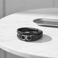 Bracelets en cuir en gros, mode, faits à la main, en acier inoxydable, cuir véritable, bracelet tressé avec fermoir magnétique, cadeau de luxe