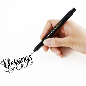 Ensemble de 6 stylos pinceaux de <span class=keywords><strong>calligraphie</strong></span> à lettrage manuel rechargeables et non toxiques avec encre à base d'eau et différentes tailles de pointes pour débutants - Product Image 1