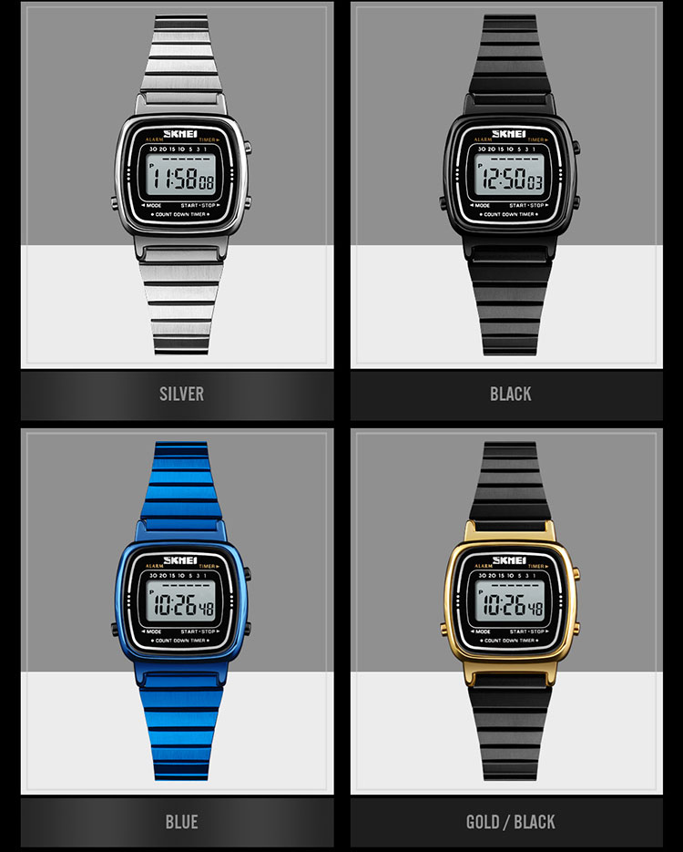 2022 SKMEI 1901 Роскошные наручные часы из нержавеющей стали kadin saat montres men мужские наручные часы с сетчатым ремешком цифровые спортивные женские наручные часы