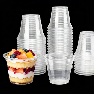 Gobelets en plastique jetables pour fête, verres à vin transparents, gobelets à jus, café, smoothie, gobelets en plastique PET à emporter avec couvercle plat en dôme - Product Image 4