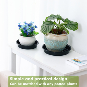 Soucoupes et plateaux modernes en plastique pour pots de 4 à 20 pouces – Légers, grande capacité, noirs, pour usage intérieur/extérieur - Product Image 4