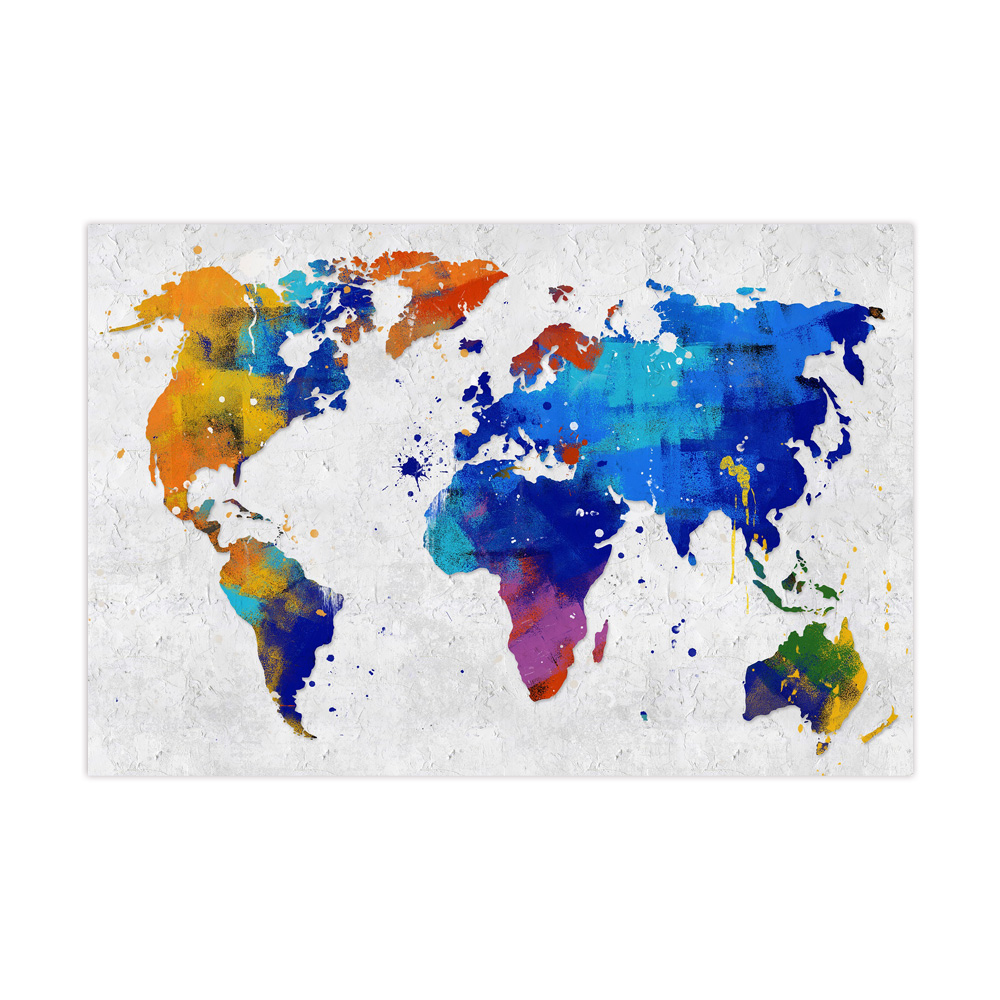 HONGYA Colourful World Map Poster for Boys Room Decor Cartoon Map Canvas Painting Wall Art Prints Nursery Kids Bedroom Decor