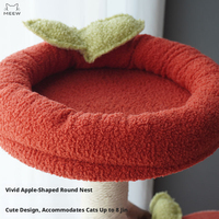 Arbre à chat multi-niveaux stable en forme de pomme, avec griffoir en sisal, condo semi-fermé pour chat, tour d'escalade en velours doux pour lapin, en carton